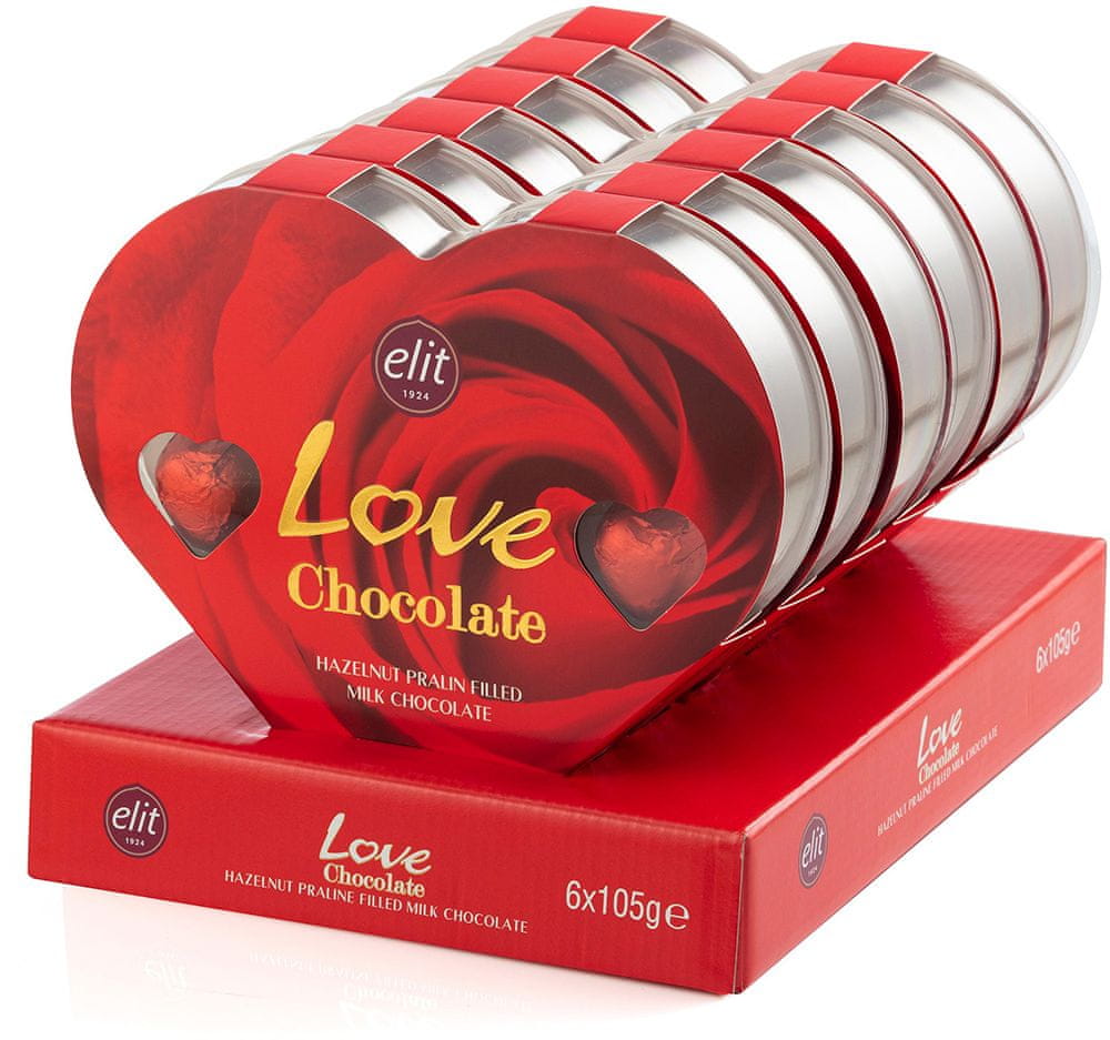 ELIT mliečna čokoládová bonboniéra v tvare srdca 105g